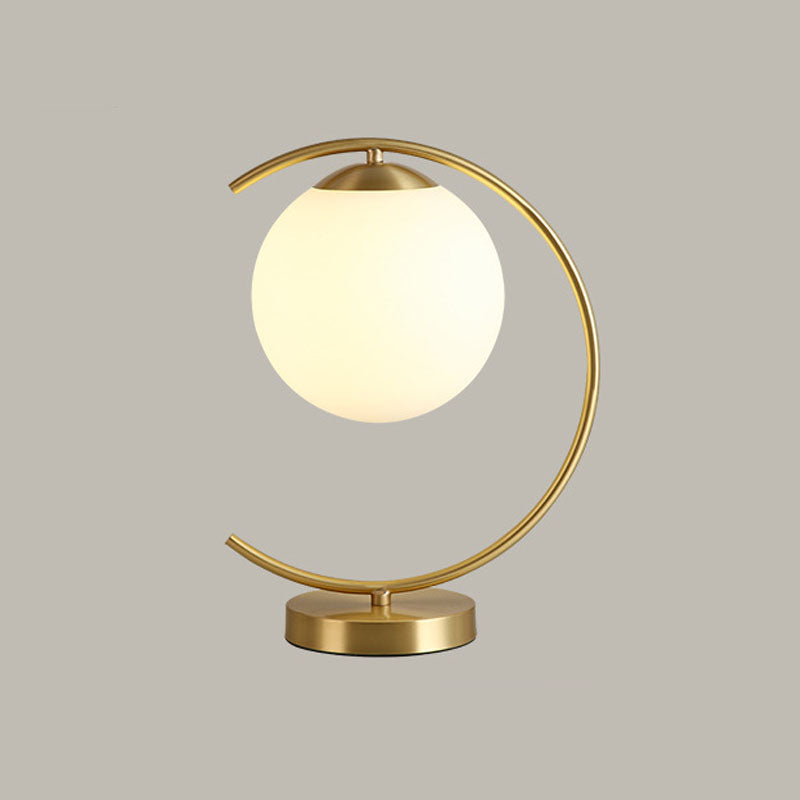 Postmodern Full Brass Glass Ball  Desk Lamp for Bedroom Living Room Table Lamps