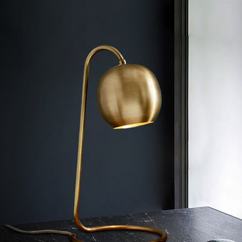 Minimalist Style Table Lamp Brass Spherical Night Table Lamp with Metal Shade