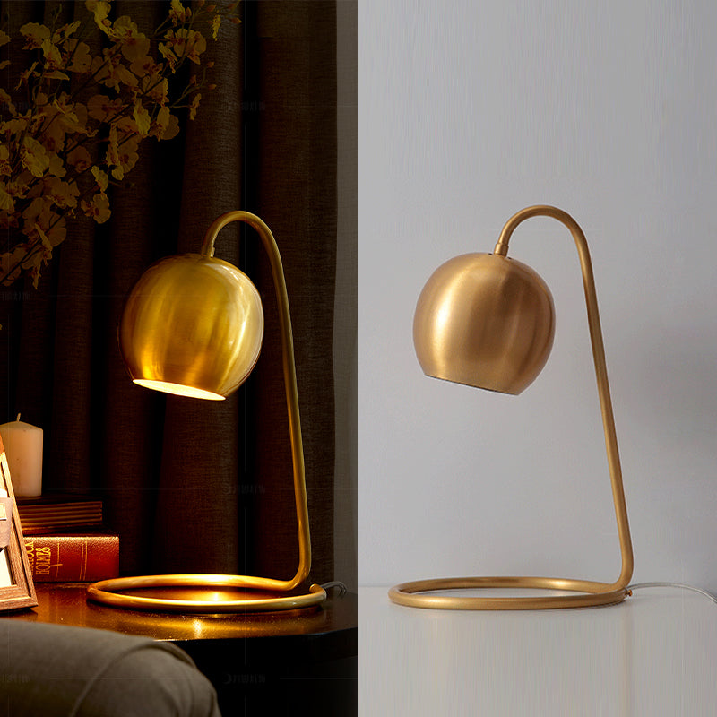 Minimalist Style Table Lamp Brass Spherical Night Table Lamp with Metal Shade