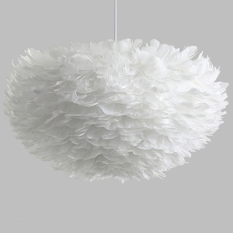 Luminaires de lustre Globe Chandelier Multi-Head Primp à lustre blanc avec une teinte en plumes