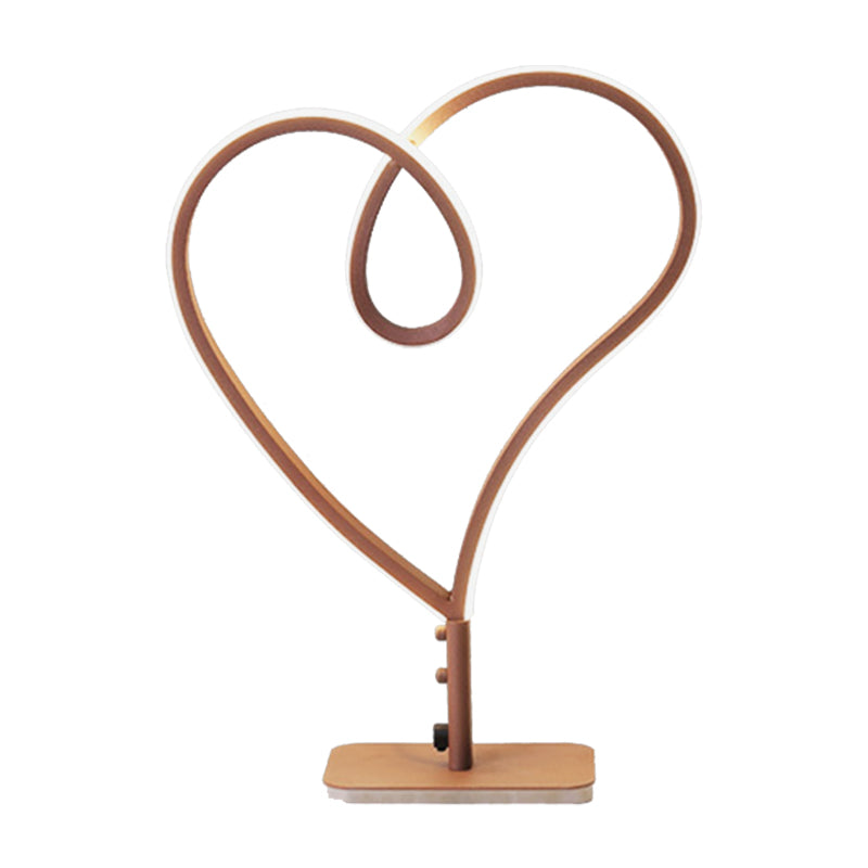 Lámpara de tarea acrílica de corazón Café LED contemporáneo Lámpara de escritorio pequeño en luz cálida/blanca