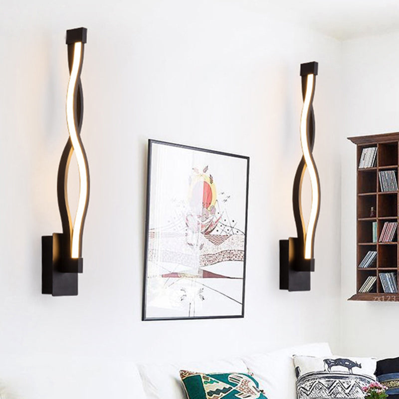 Hedendaagse LED -muurverlichting Zwart/Wit Burvy SCONCE LIMMUTE MET ACRYLISCHE TADE, Warm/Wit licht