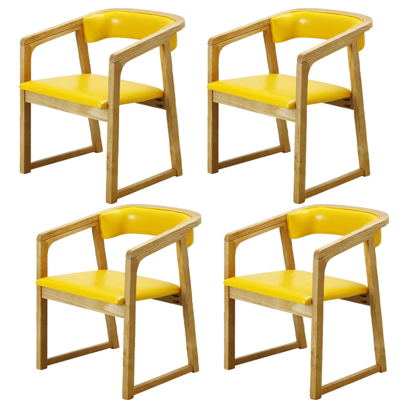 Modern Wood Indoor-Outdoor Chair with Arm Home Open Back Dining Side Chair