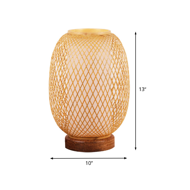 Japanese Hand-Worked Task Lighting Bamboo 1 Head Small Desk Lamp in Wood for Bedside