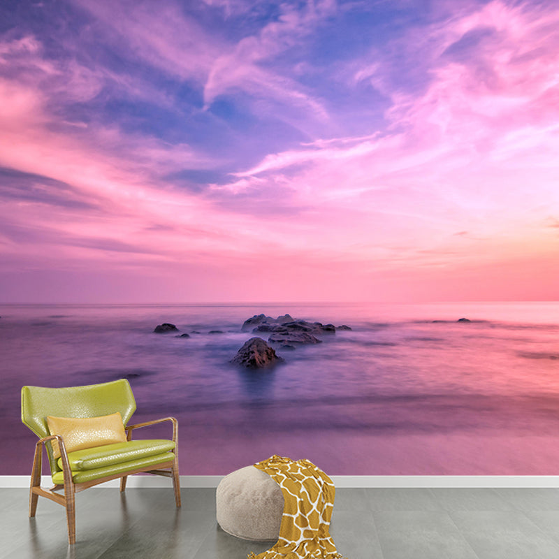 Customized Modern Seascape Wall Mural Mildew Resistant Wallpaper for Bathroom