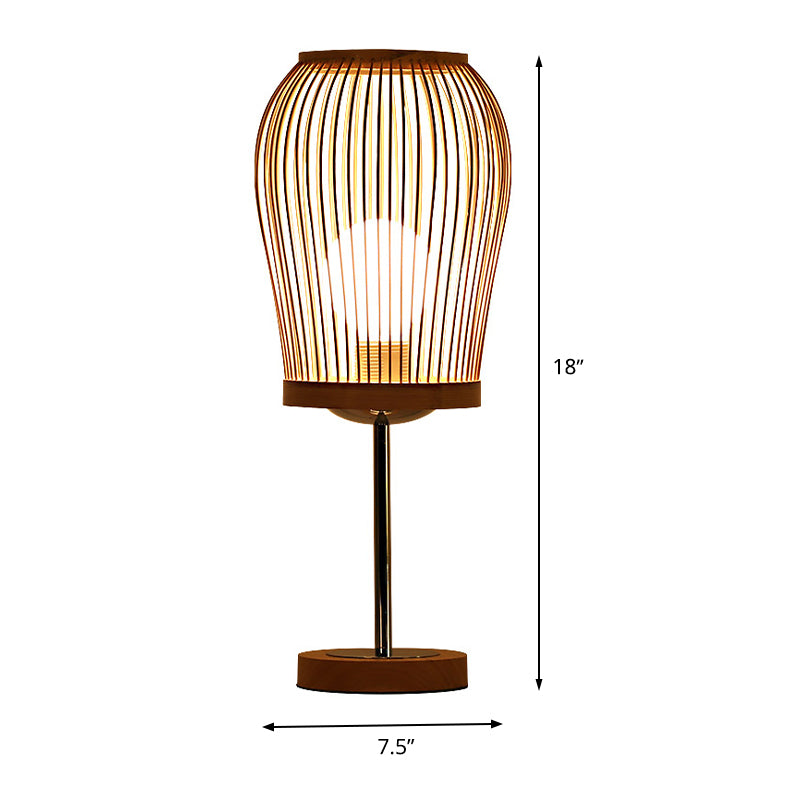 Lanterna da lavoro Illuminazione in bambù cinese 1 lampadina Beige Piccola lampada da scrivania per soggiorno