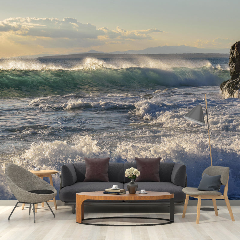 Customized Beautiful Seascape Mural Mildew Resistant Wallpaper for Dining Room