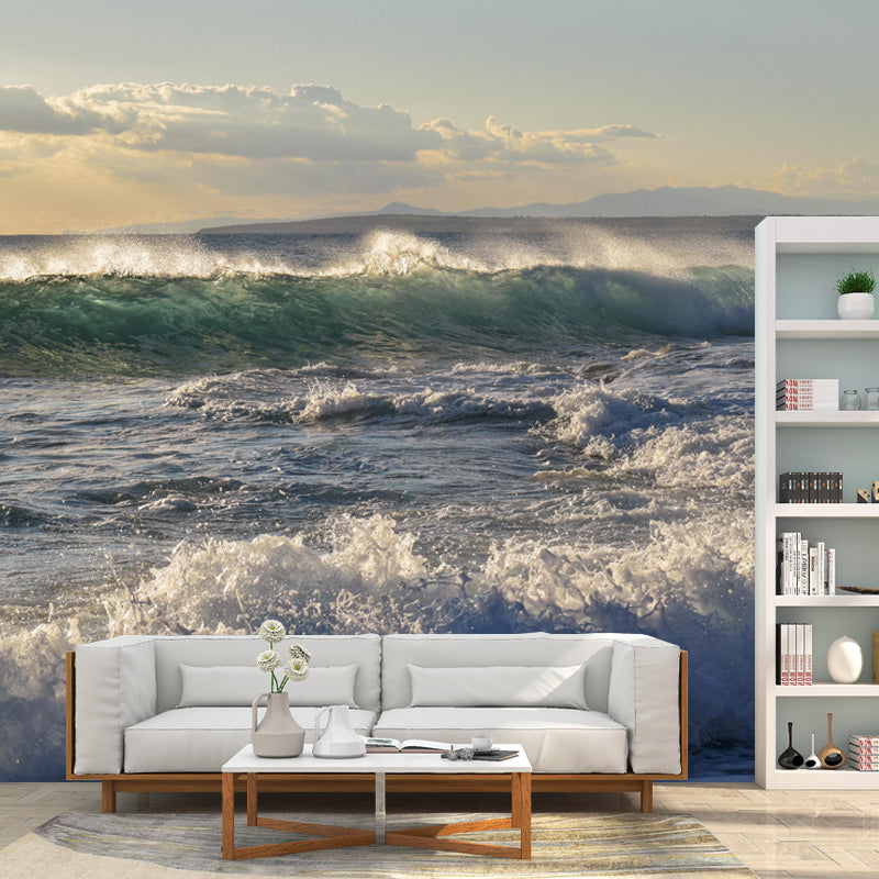 Customized Beautiful Seascape Mural Mildew Resistant Wallpaper for Dining Room