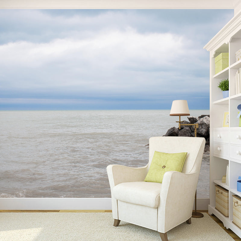 Customized Seascape Wall Mural Mildew Resistant Wallpaper for Dining Room