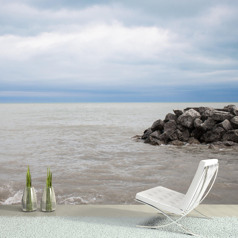 Customized Seascape Wall Mural Mildew Resistant Wallpaper for Dining Room