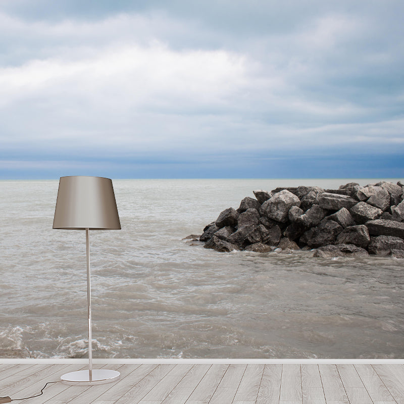 Customized Seascape Wall Mural Mildew Resistant Wallpaper for Dining Room