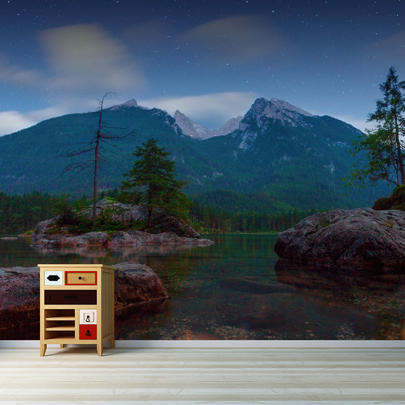 Customized Mountain Wall Mural Mildew Resistant Wallpaper for Dining Room