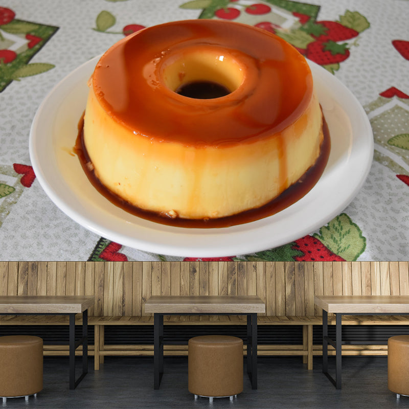 Customized Pudding Wall Mural Dessert Mildew Resistant Wallpaper Commerce Shop