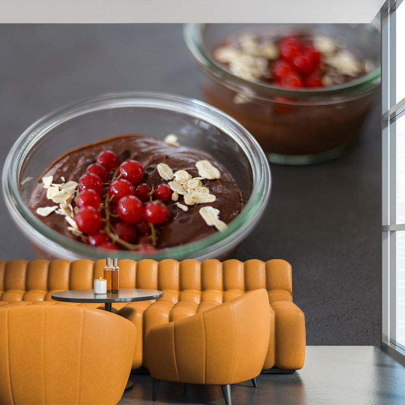 Customized Pudding Wall Mural Dessert Mildew Resistant Wallpaper Commerce Shop