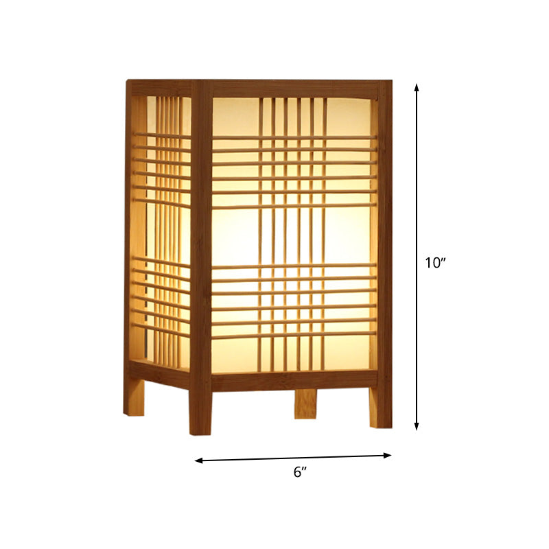 1 Kopf Teehouse Schreibtisch Licht Chinesisch Beige Taskbeleuchtung mit Rechteckholzschatten