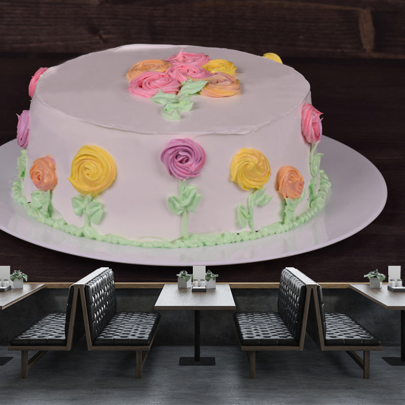 Customized Wall Mural Dessert with Wedding Cake Pattern Mildew Resistant Wallpaper Commerce Shop