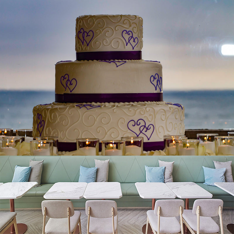 Customized Wall Mural Dessert with Wedding Cake Pattern Mildew Resistant Wallpaper Commerce Shop