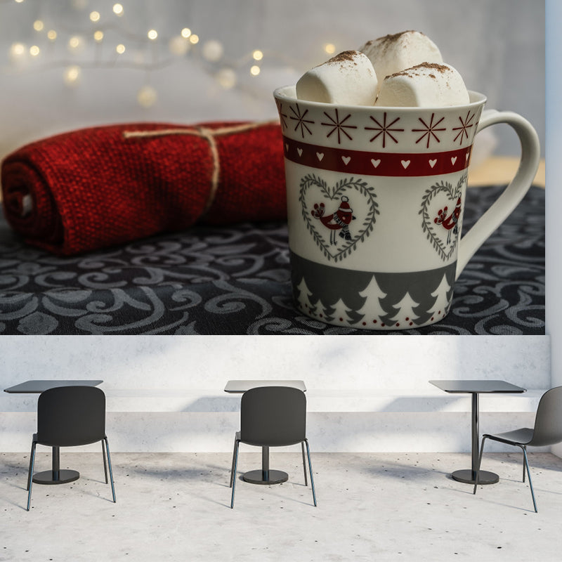 Customized Mural Dessert with Marshmallow Pattern Mildew Resistant Wallpaper Commerce Shop