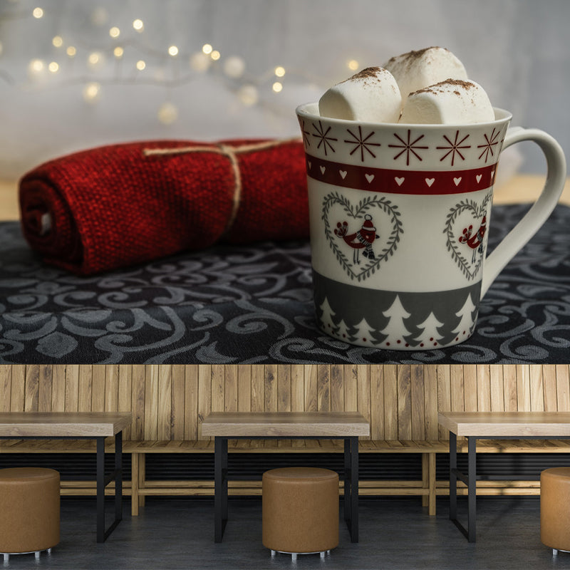 Customized Mural Dessert with Marshmallow Pattern Mildew Resistant Wallpaper Commerce Shop