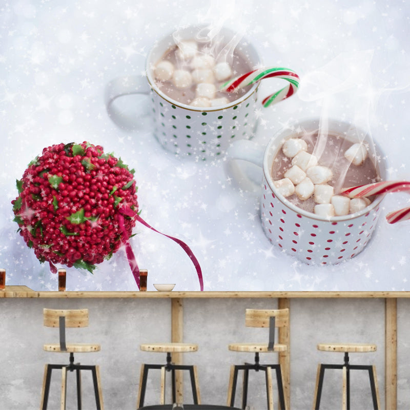 Modern Mural Dessert with Marshmallow Pattern Wall Covering Environment Friendly for Dessert Shop