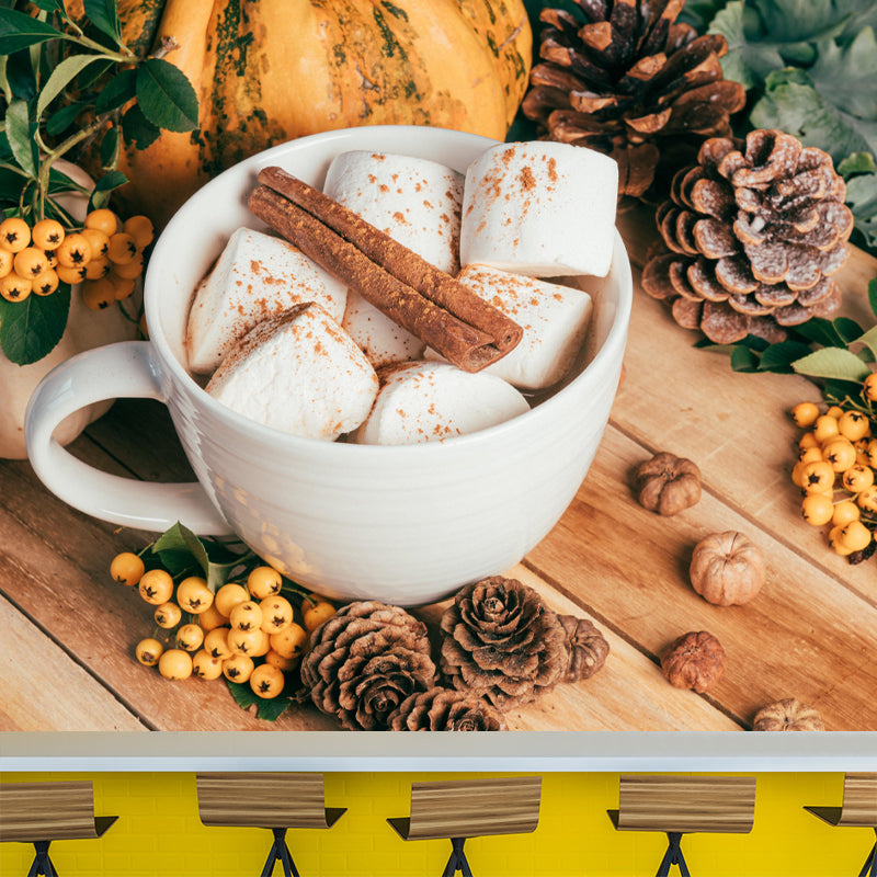 Marshmallow Dessert Mural Wall Decor Environment Friendly for Dessert Shop