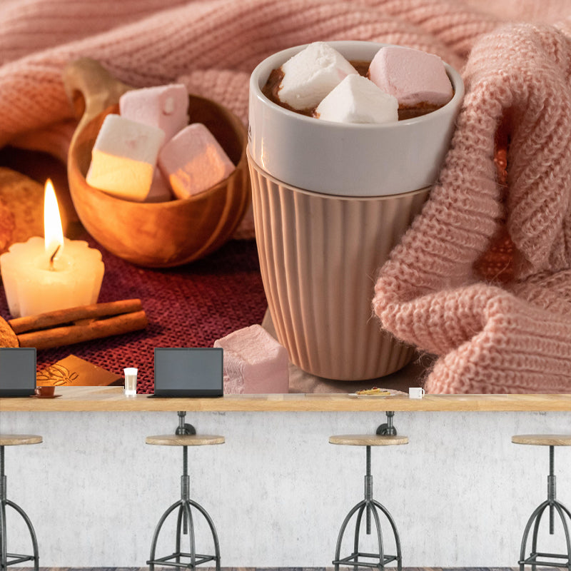 Marshmallow Dessert Mural Wall Decor Environment Friendly for Dessert Shop