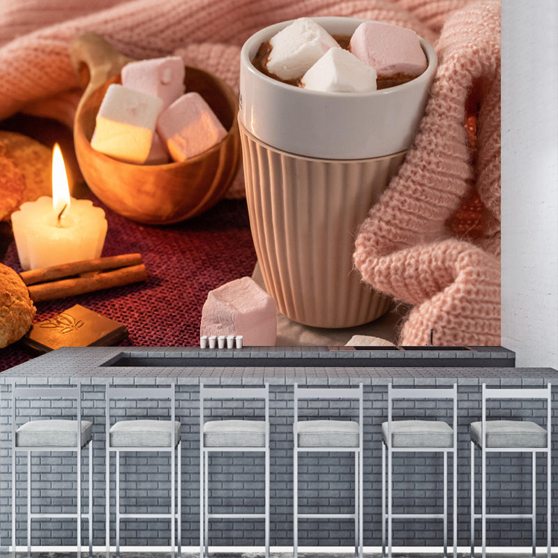 Marshmallow Dessert Mural Wall Decor Environment Friendly for Dessert Shop