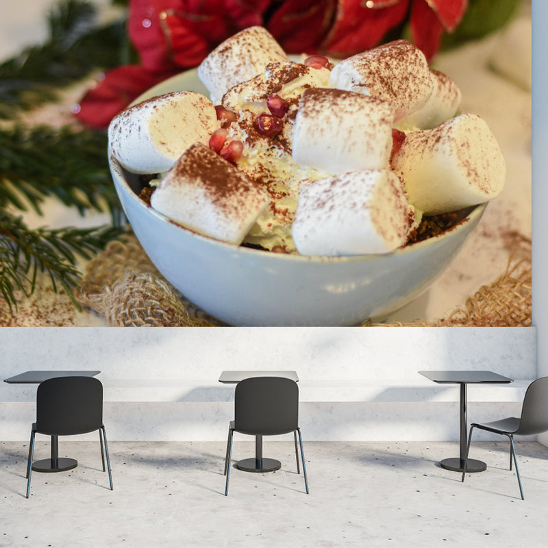 Modern Mural Dessert with Marshmallow Wall Decor Environment Friendly for Dessert Shop
