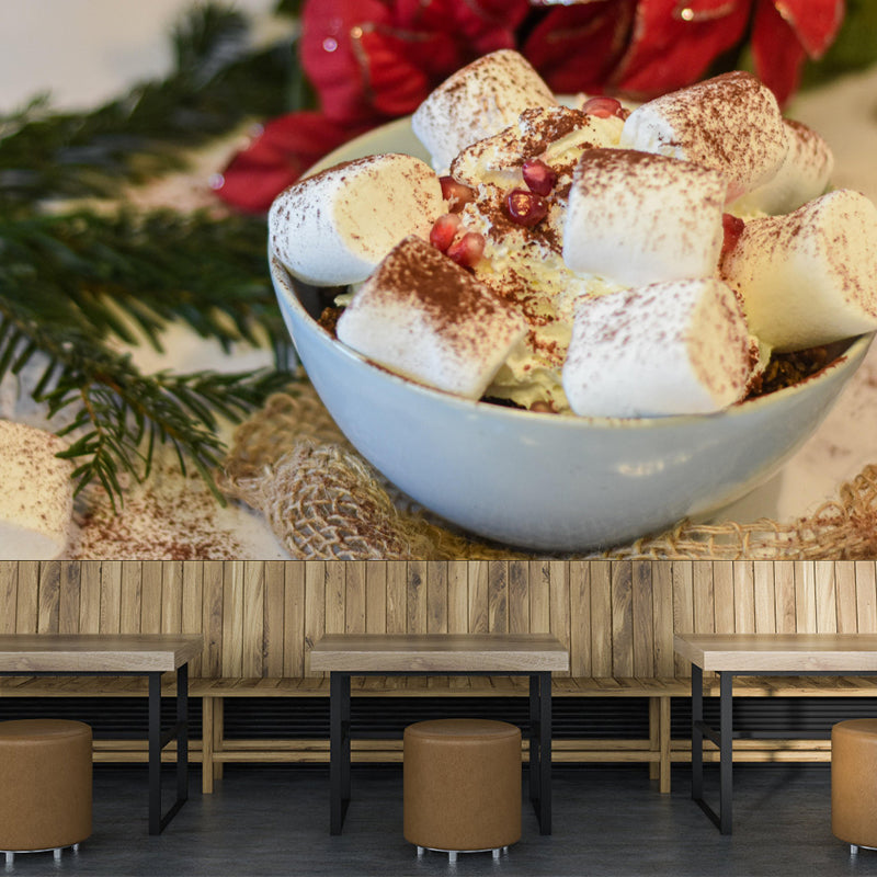 Modern Mural Dessert with Marshmallow Wall Decor Environment Friendly for Dessert Shop