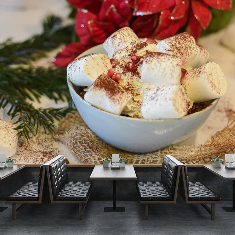 Modern Mural Dessert with Marshmallow Wall Decor Environment Friendly for Dessert Shop