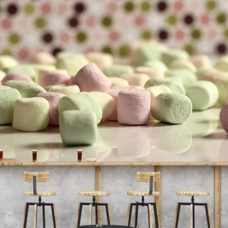 Customized Wall Mural with Marshmallow Pattern Mildew Resistant Wallpaper Commerce Shop