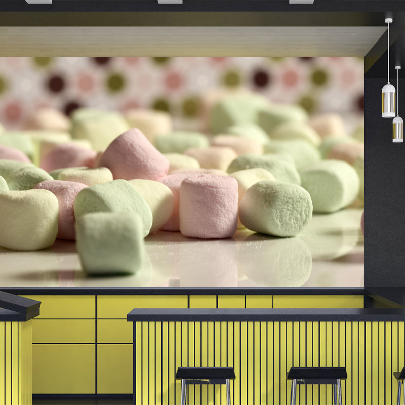 Customized Wall Mural with Marshmallow Pattern Mildew Resistant Wallpaper Commerce Shop