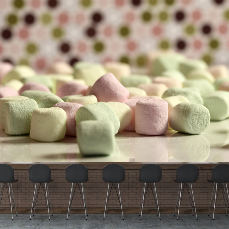 Customized Wall Mural with Marshmallow Pattern Mildew Resistant Wallpaper Commerce Shop