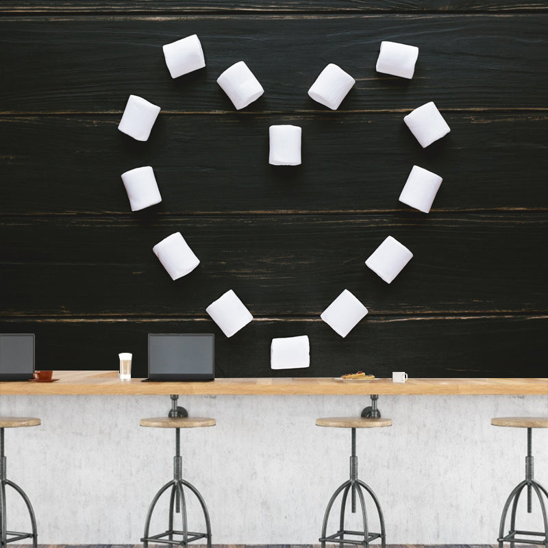 Customized Wall Mural with Marshmallow Pattern Mildew Resistant Wallpaper Commerce Shop