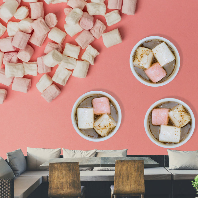 Customized Wall Mural Dessert with Marshmallow Pattern Mildew Resistant Wallpaper Commerce Shop