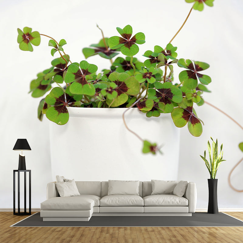 Clover Plant Mural Decal for Reading Room Study Room, Moisture Resistant