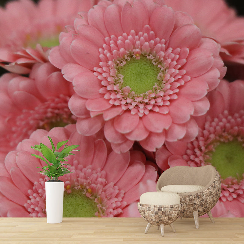 Pink Flower Mural for Living Room Decoration Moisture Resistant, Custom Size Available