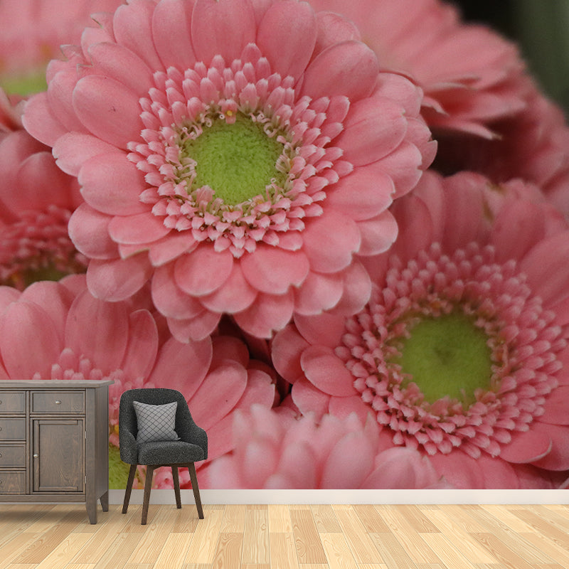 Pink Flower Mural for Living Room Decoration Moisture Resistant, Custom Size Available