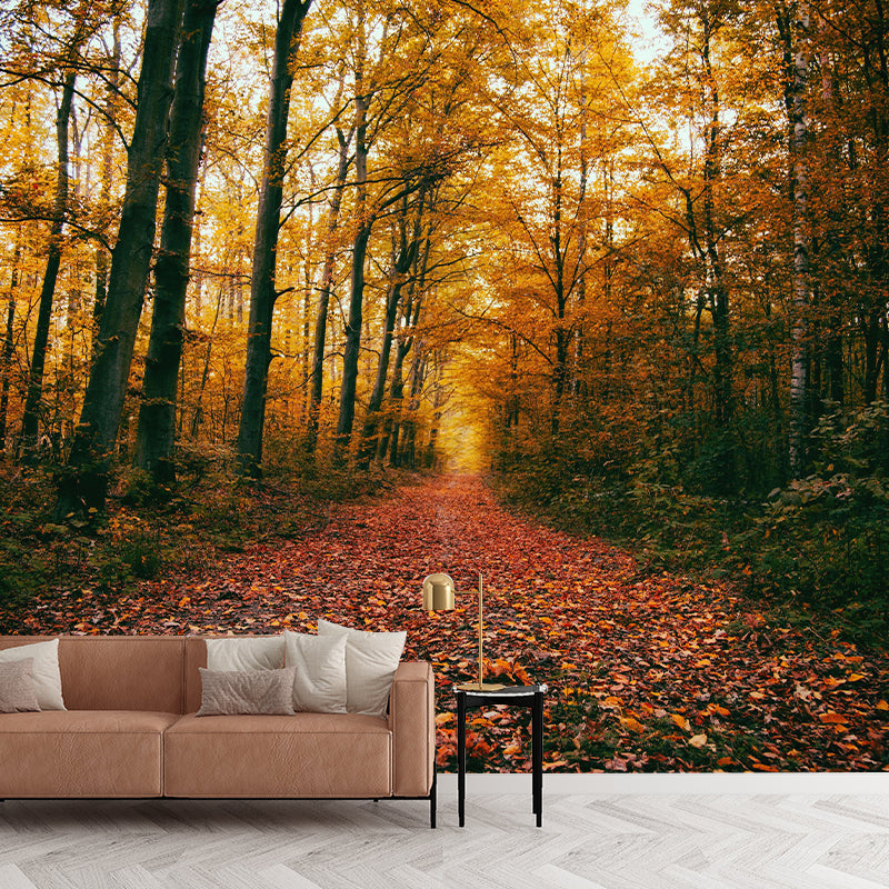 Yellow Forest Mural for Sleeping Room Moisture Resistant, Custom Size Available