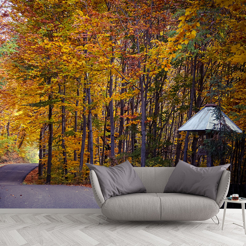 Yellow Forest Mural for Sleeping Room Moisture Resistant, Custom Size Available