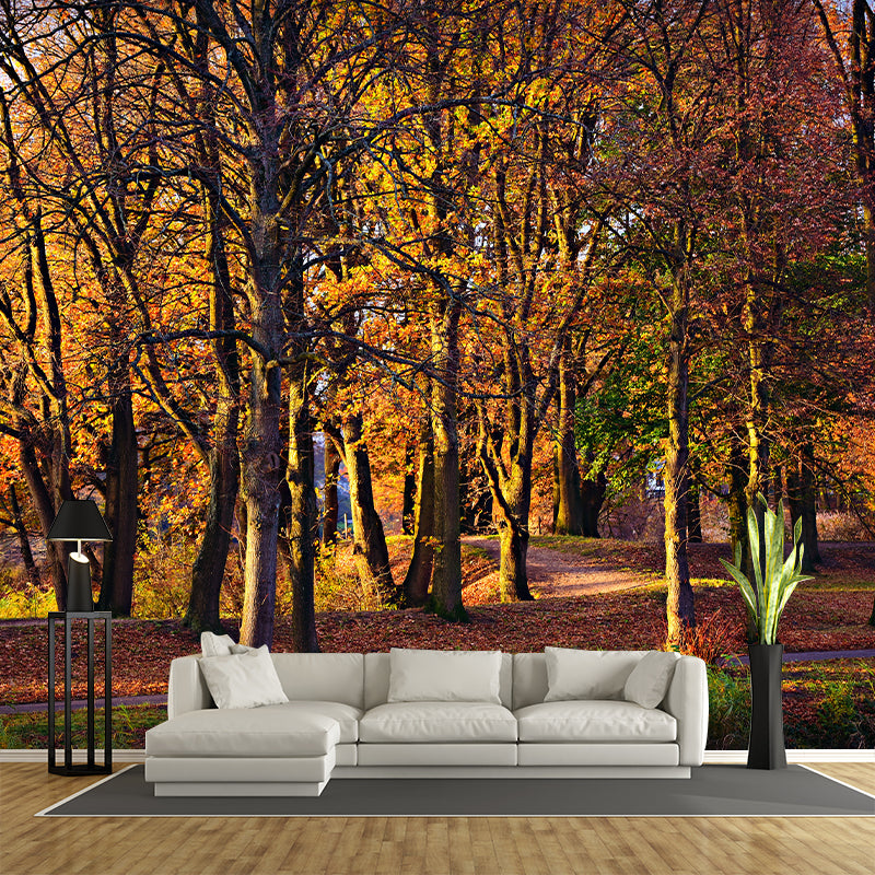 Yellow Forest Mural for Sleeping Room Moisture Resistant, Custom Size Available