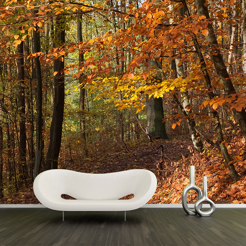 Yellow Forest Mural for Sleeping Room Moisture Resistant, Custom Size Available