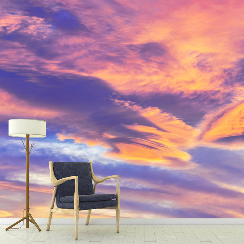 Sky Contemporary Wall Art Personalized Size Light Color Mural Wallpaper for Dining Room