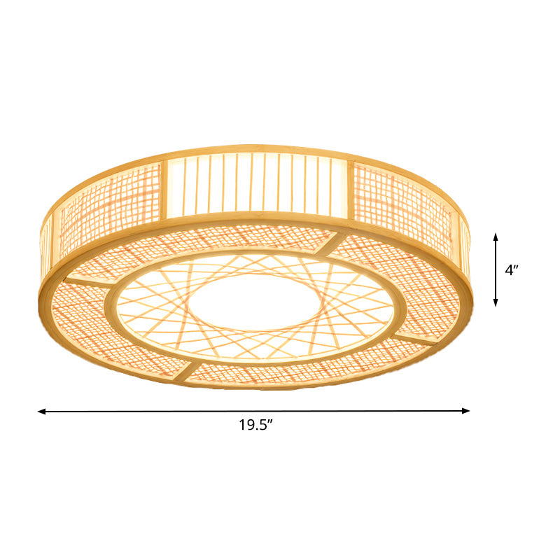 Bamboe handbewerkte Japanse inbouwlamp met 3 lampen, plafondmontage in hout