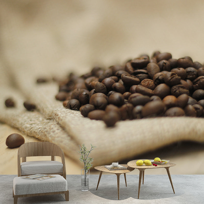 Roasted Coffee Beans Modernist Wall Covering for Coffee Shop, Moisture Resistant