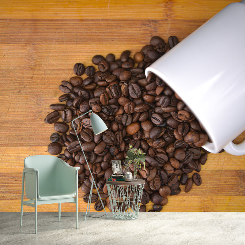 Roasted Coffee Beans Modernist Wall Covering for Coffee Shop, Moisture Resistant