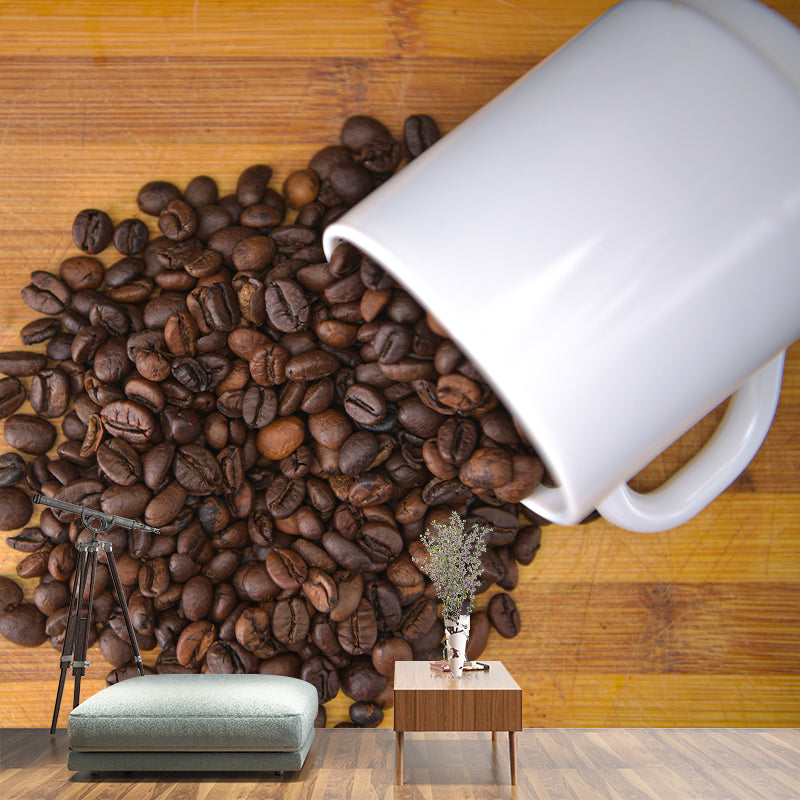 Roasted Coffee Beans Modernist Wall Covering for Coffee Shop, Moisture Resistant