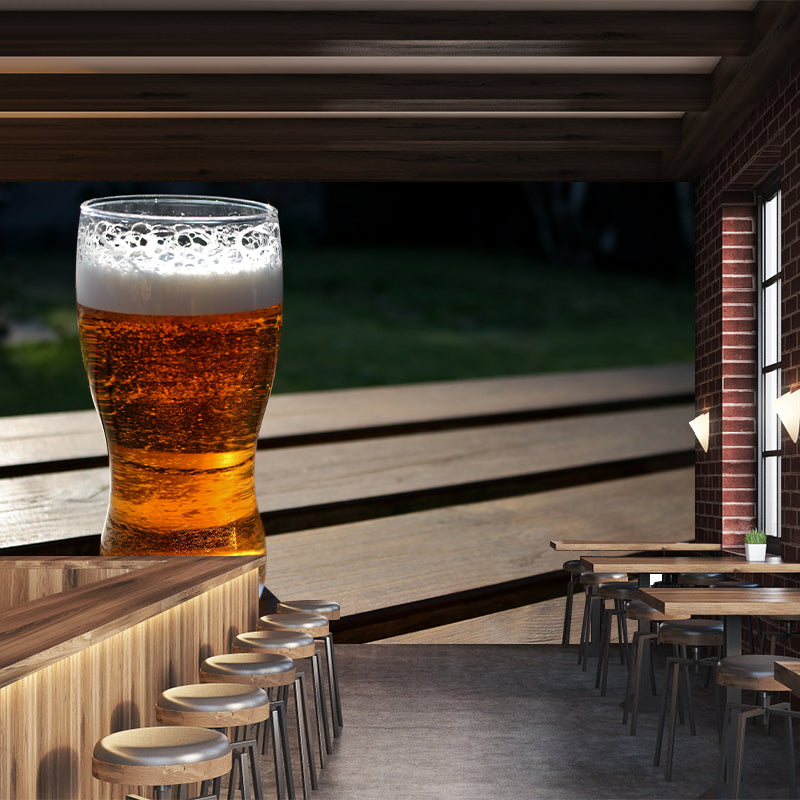 Beer Wine Mural Wallpaper for Bar Shop Waterproofing,Personalized Size Available
