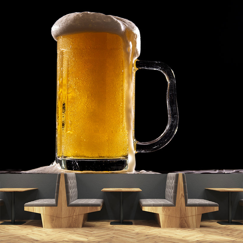 Yellow Beer Wine Mural Wallpaper for Wine Pub Stain Resistant, Custom Size Available