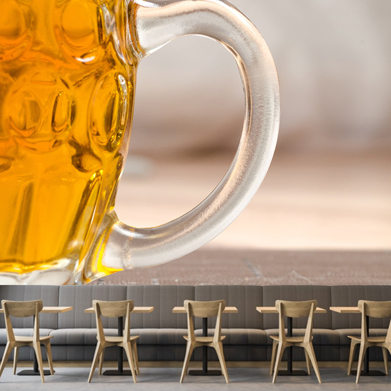 Yellow Beer Wine Mural Wallpaper for Wine Pub Stain Resistant, Custom Size Available